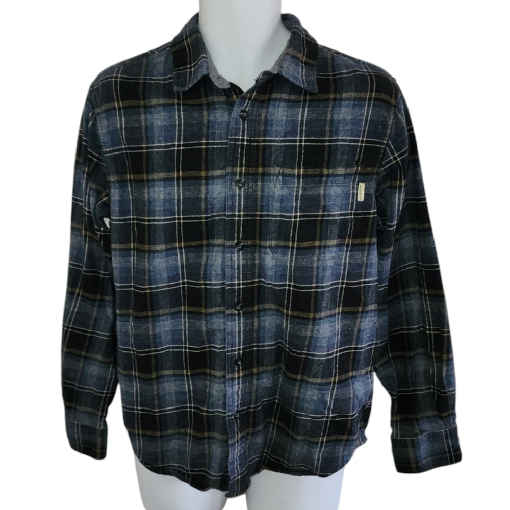 Woolrich Blue Gray Plaid Brushed Flannel Shirt - Men's